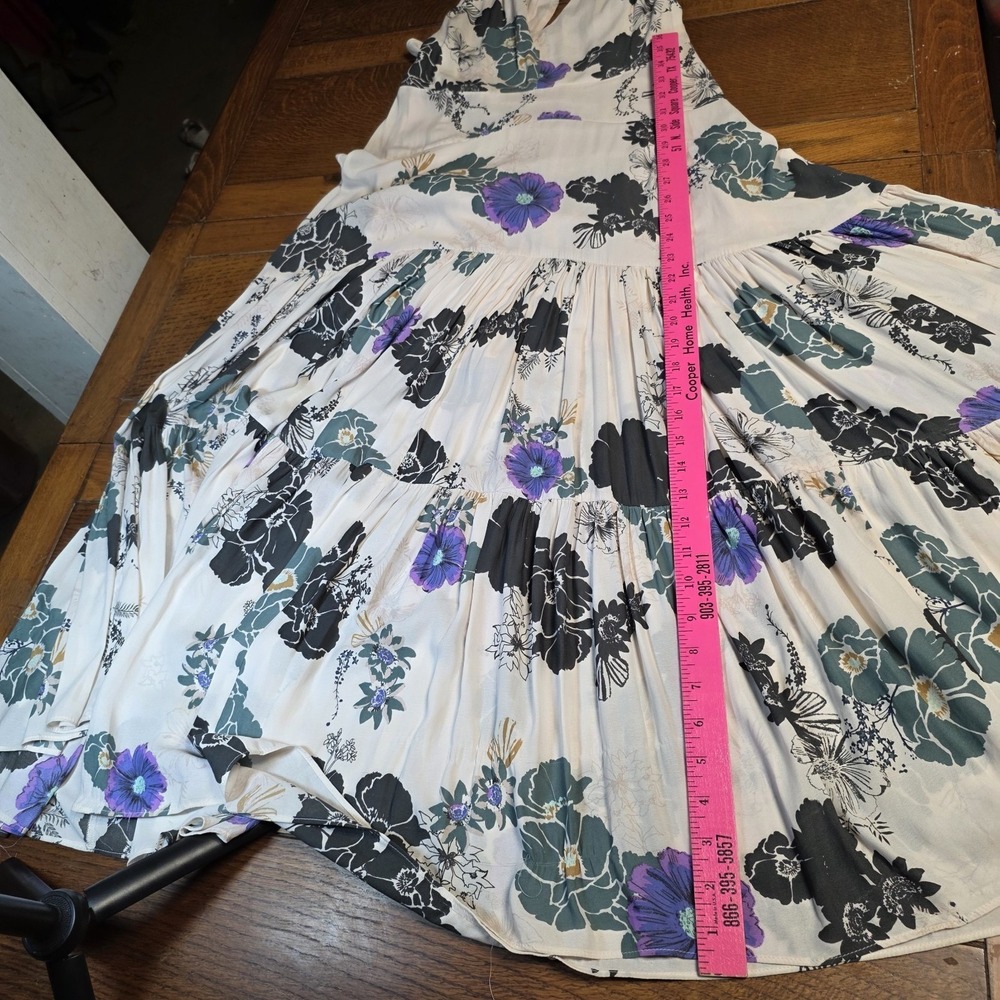 Free People Sure Thing Floral Tiered Maxi Dress Size 6 Pastel Pink Boho - Picture 11 of 15